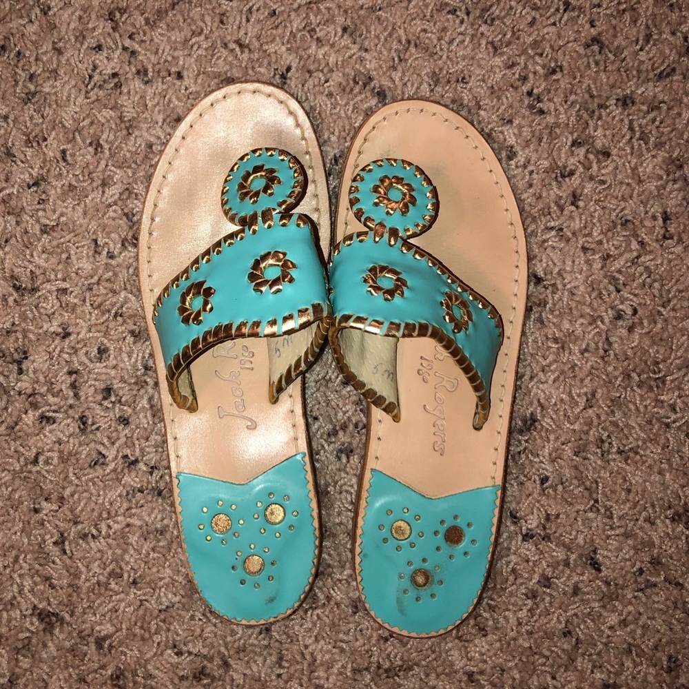 *MAKE ANY OFFER* Tiffany blue and gold jack rogers